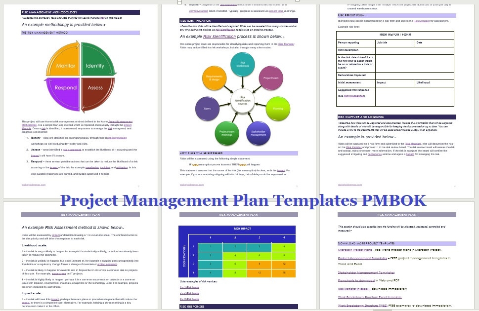 Project Management Plan Templates PMBOK Excelonist