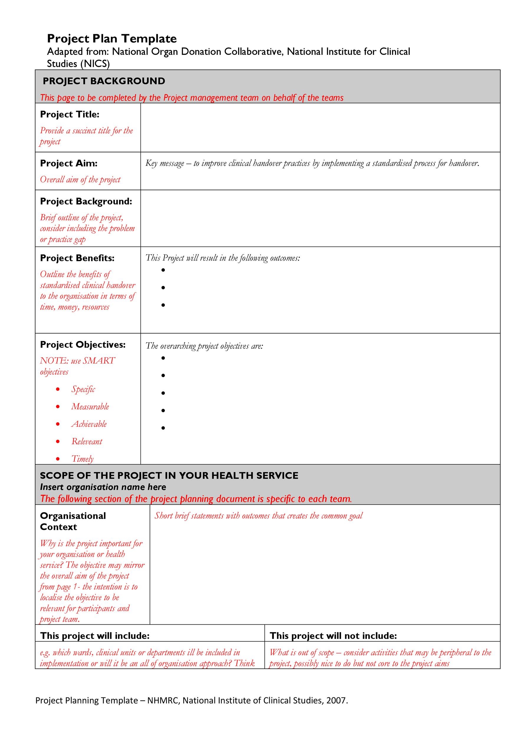 Project Plan Templates 18 Free Sample Templates My Word Templates Hot 