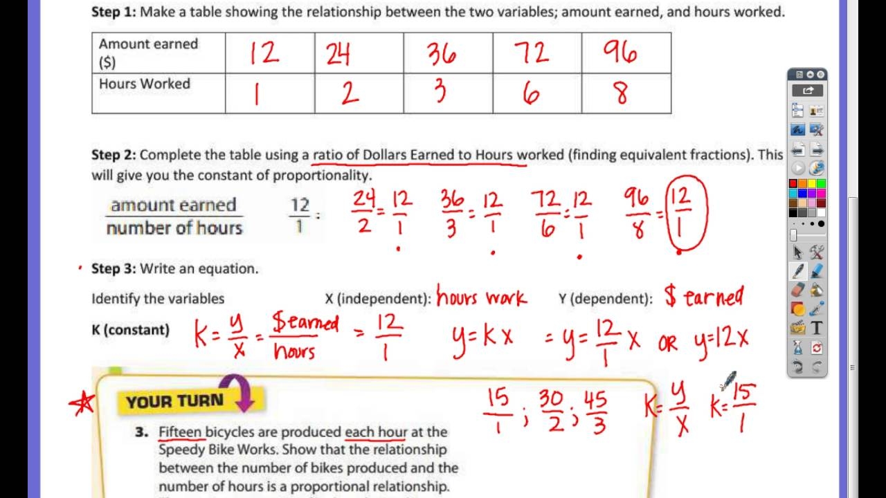 equations of proportional relationships worksheet
