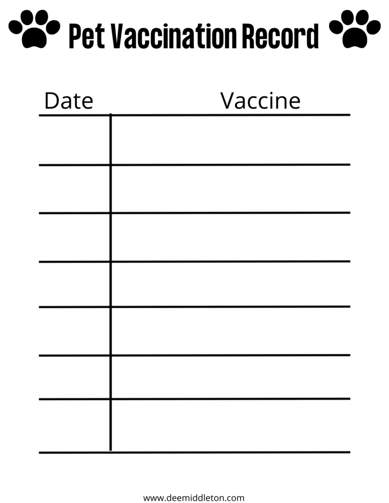 Puppy Vaccine Record Printable Printable And Enjoyable Learning