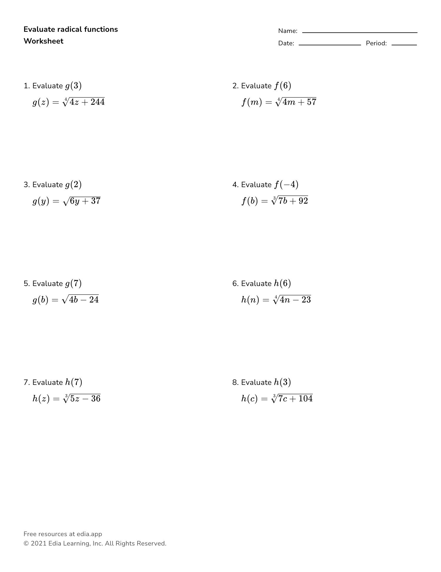solving radical equations worksheet math 154b