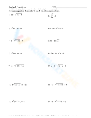 Radical Equations Worksheet Worksheets Library