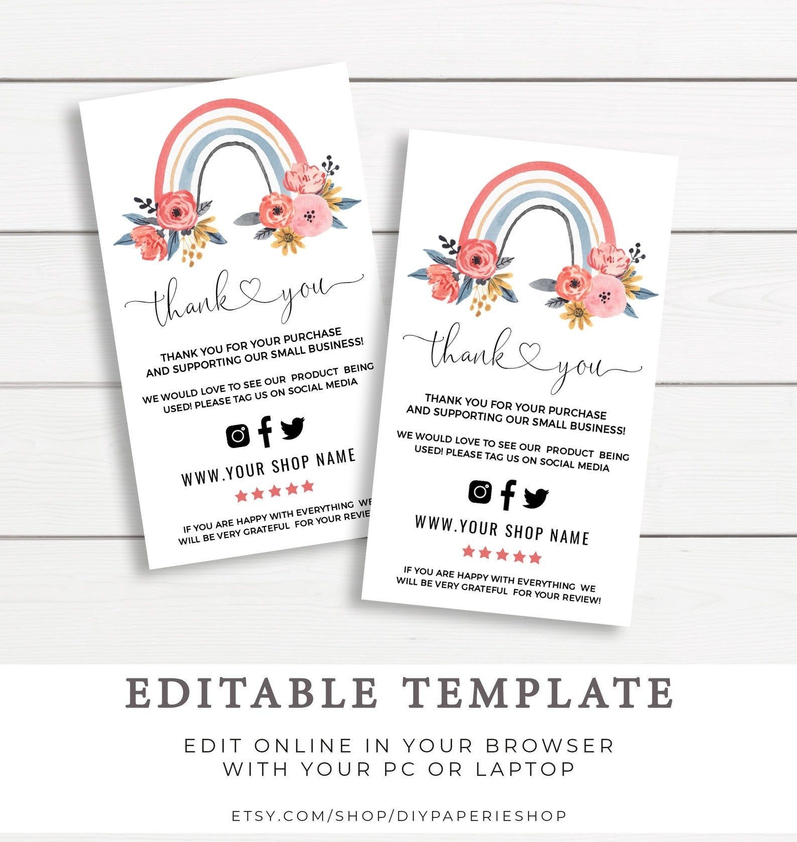 Rainbow Business Thank You Card Template Thank You For Your Order