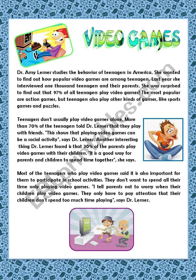 free printable esl reading games