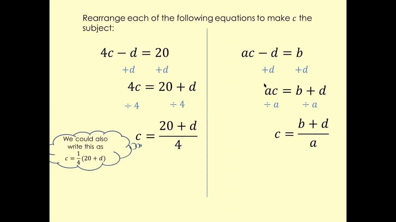 Rearranging Equations YouTube Equations Worksheets