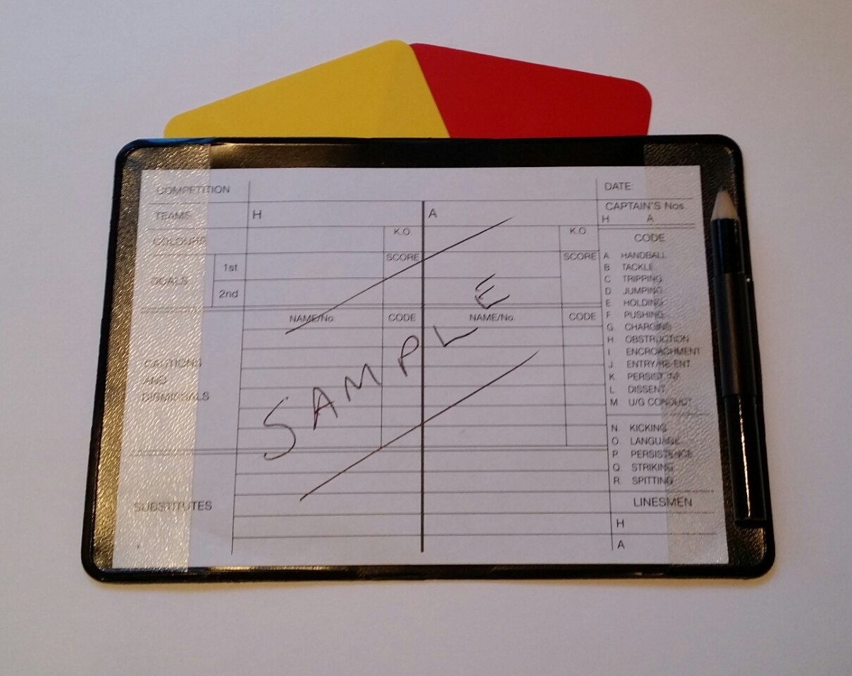 Referee Match Record Cards Wallets Regarding Football Referee Game Card 