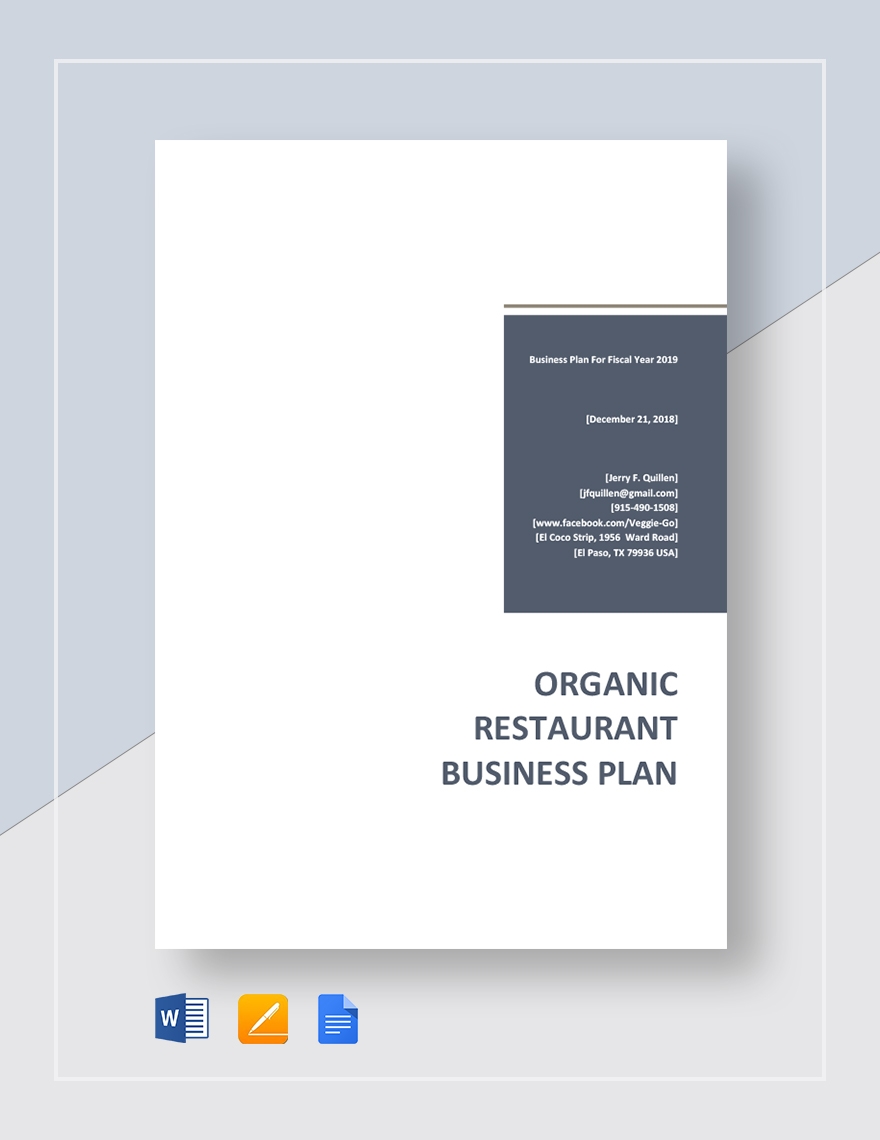 Restaurant Business Plan Template Google Docs Word Apple Pages 