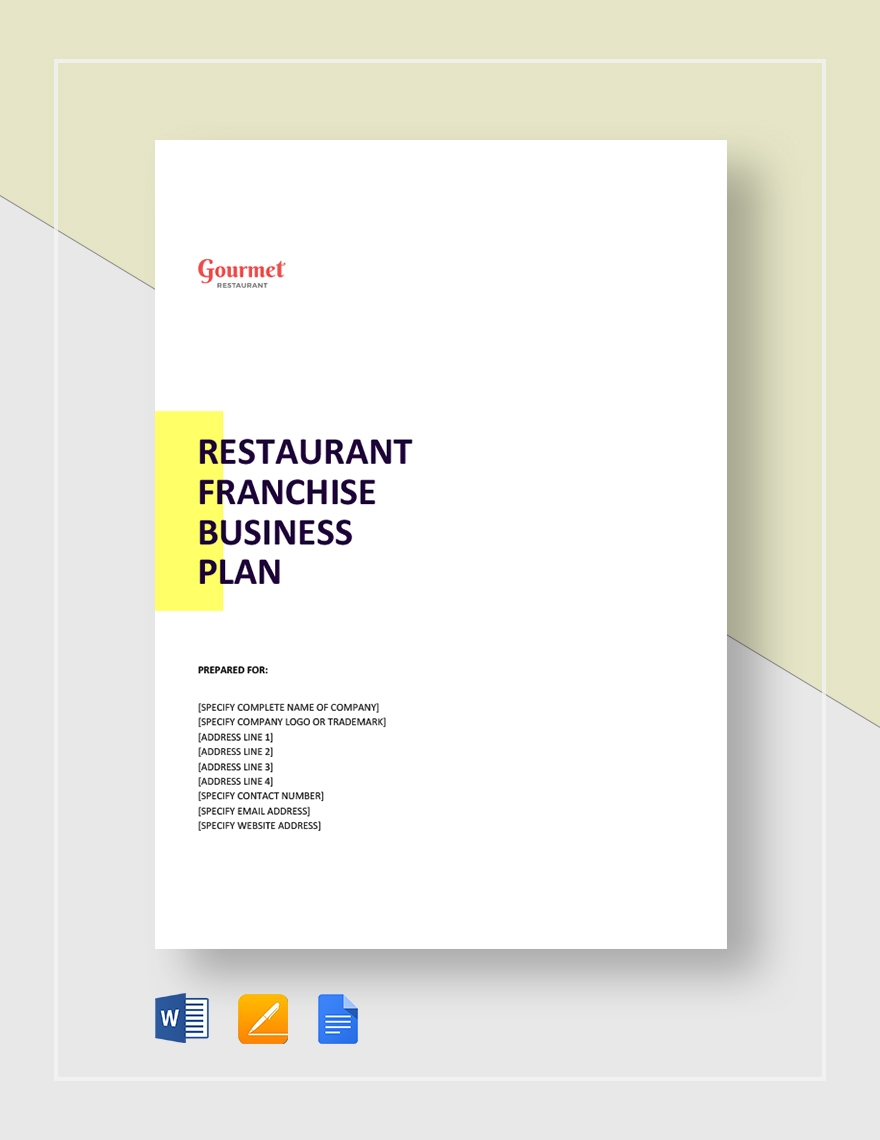 Restaurant Business Plan Template Google Docs Word Apple Pages