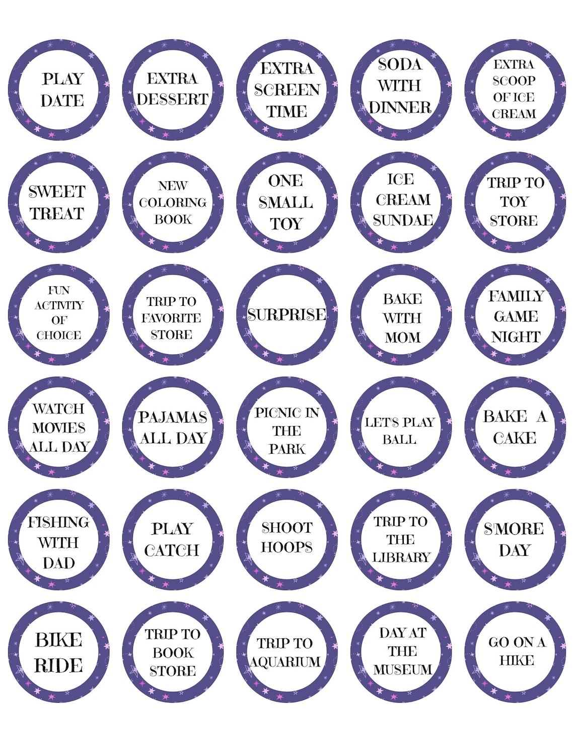 Reward Tokens Printable Reward Tokens Child Reward Tokens Etsy