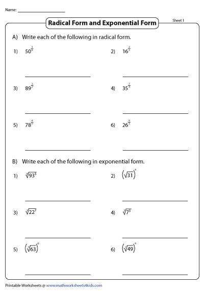 Rewrite Each Equation In Exponential Form Worksheet Tessshebaylo