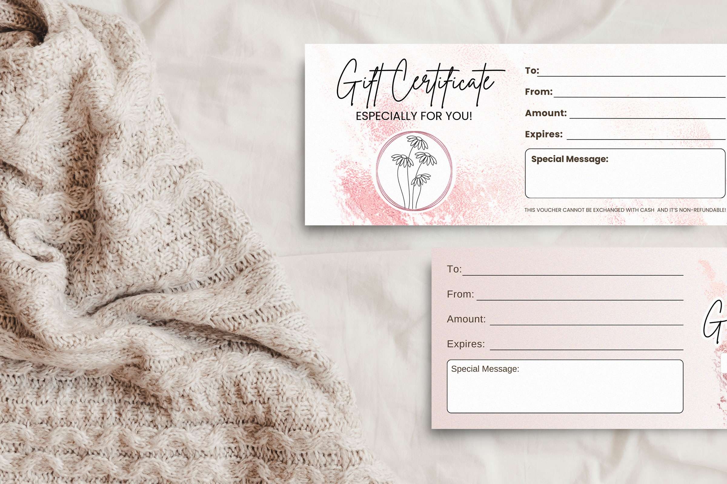 Rosegold Printable Gift Card Template SnapyBiz