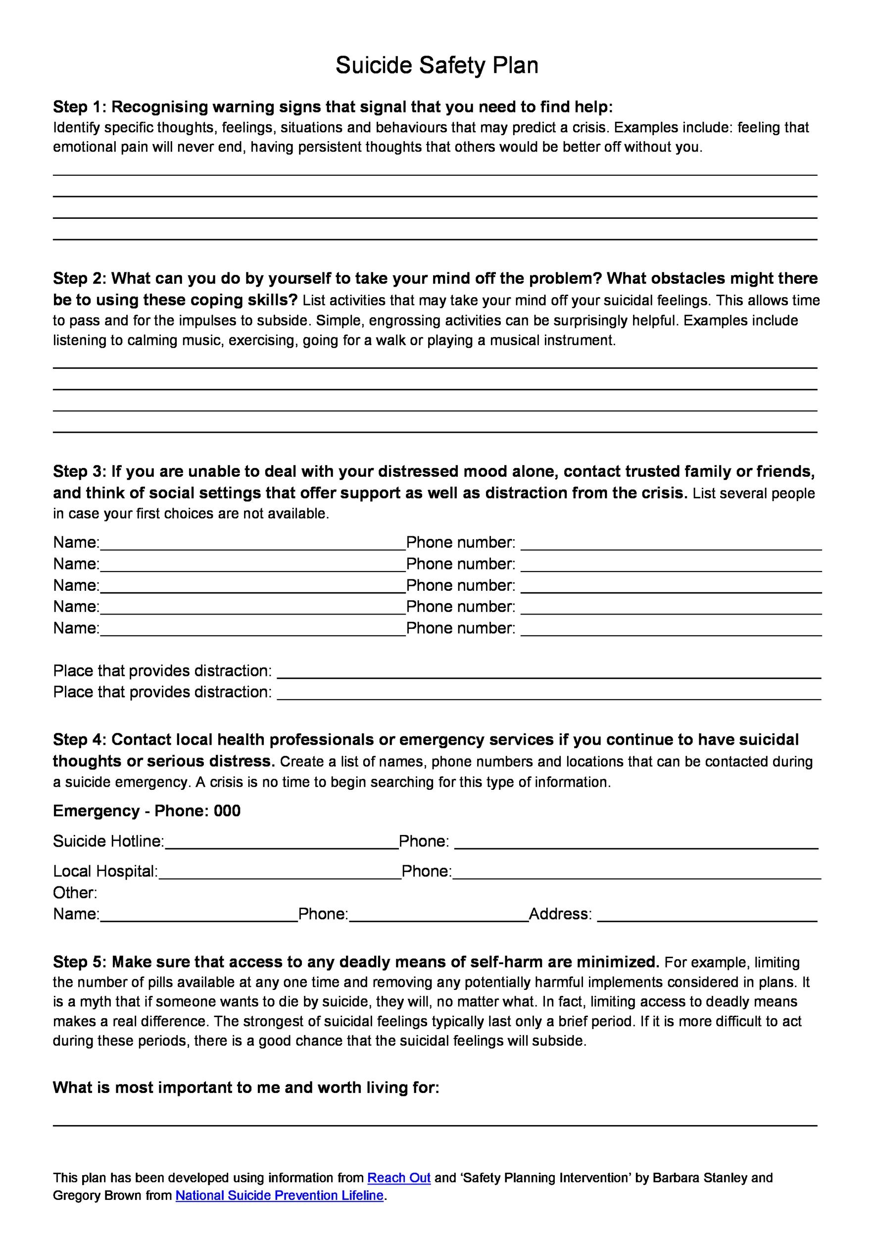 Safety Planning Template