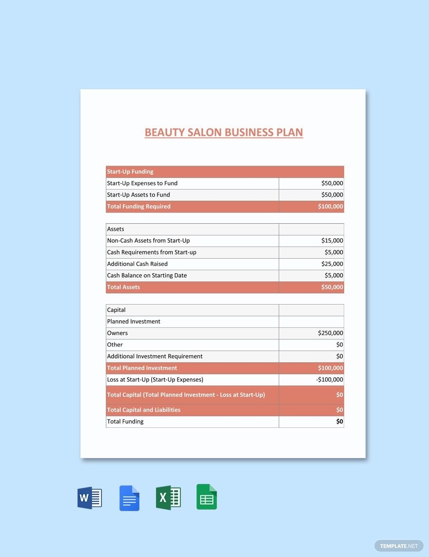 Salon Business Plans Templates Word Format Free Download Template