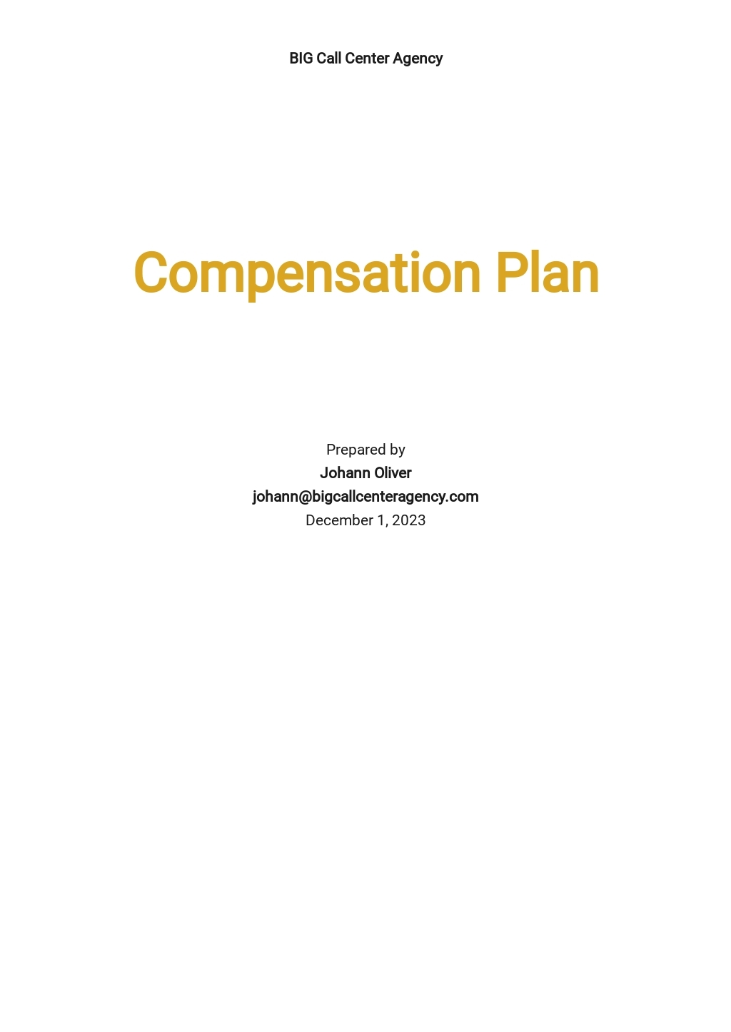 Sample Compensation Plan Template Free PDF Word DOC Google Docs