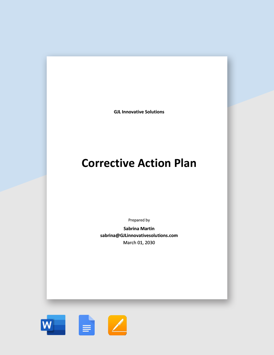 Sample Corrective Action Plan Template In Google Docs Word Pages 