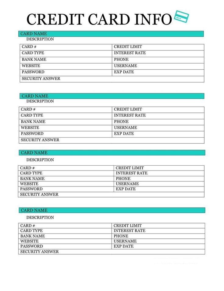 Sample Of Printable Credit Card Use Log Template Templateral