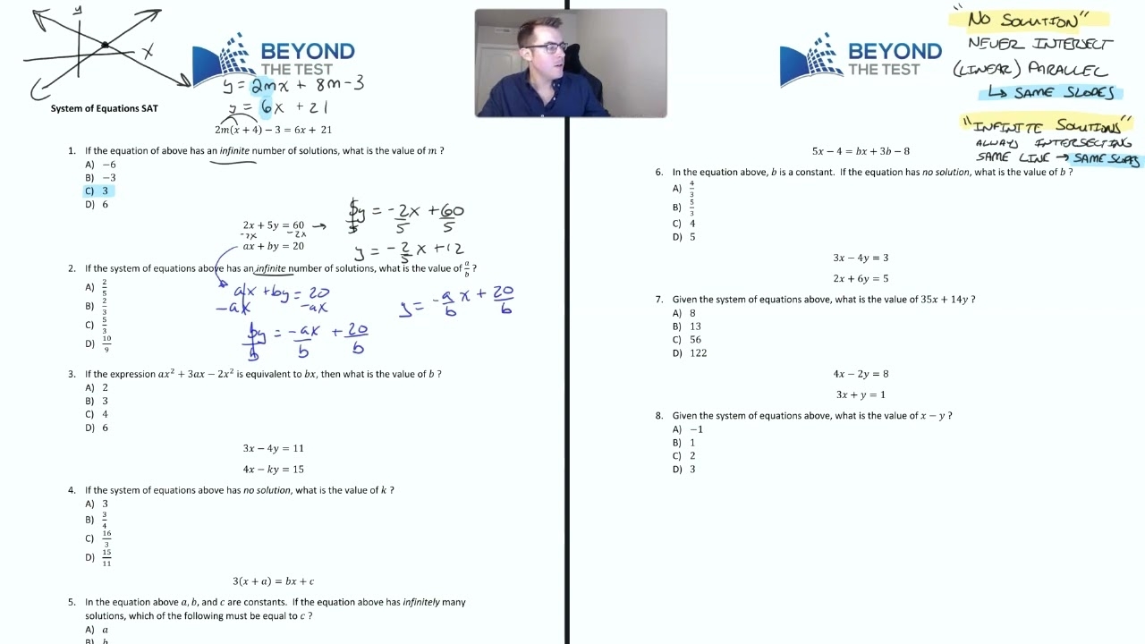 SAT System Of Equations Examples No Solution And Infinite Solutions
