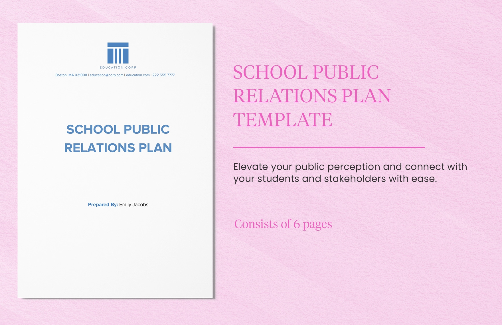 School Public Relations Plan Template In Word PDF Google Docs 