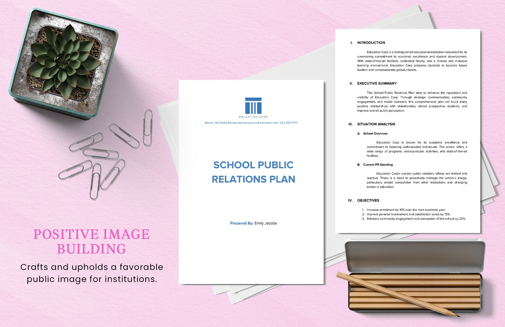 School Public Relations Plan Template In Word PDF Google Docs