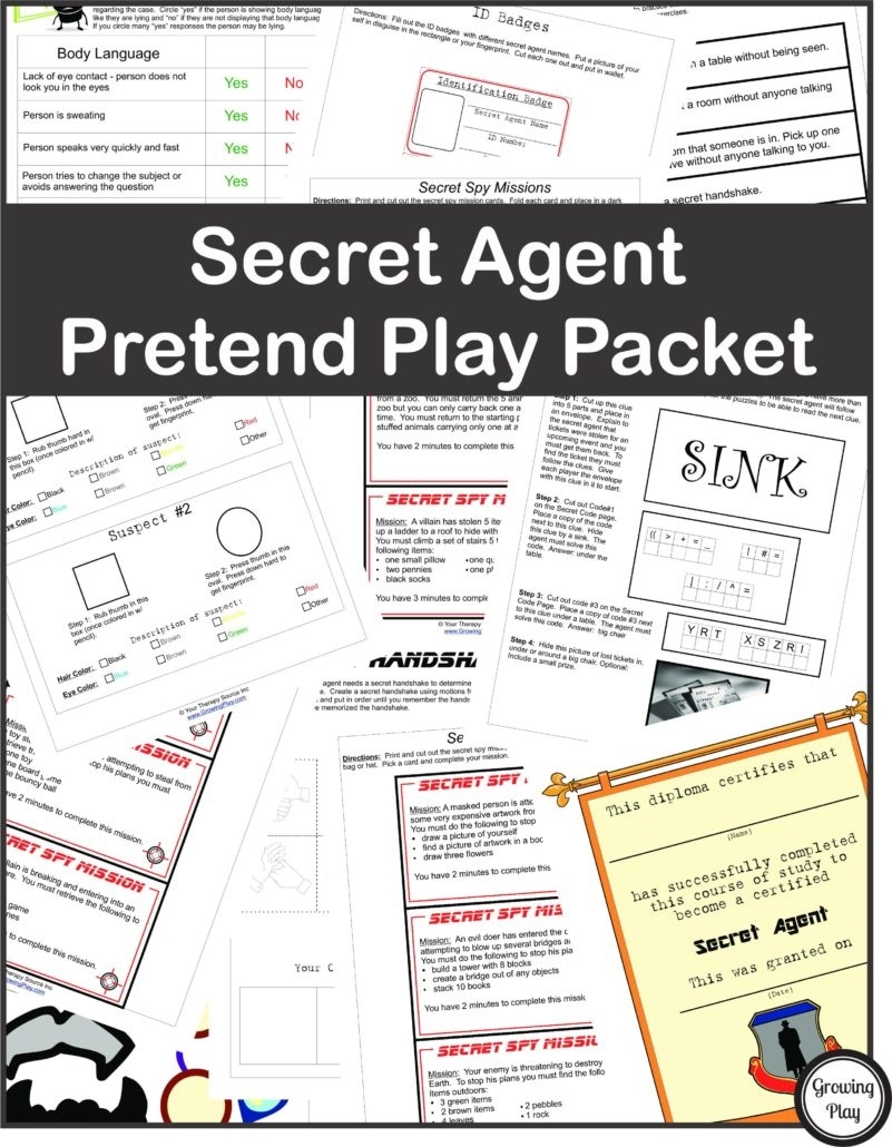 Secret Agent Pretend Play Growing Play Free Printable Detective 