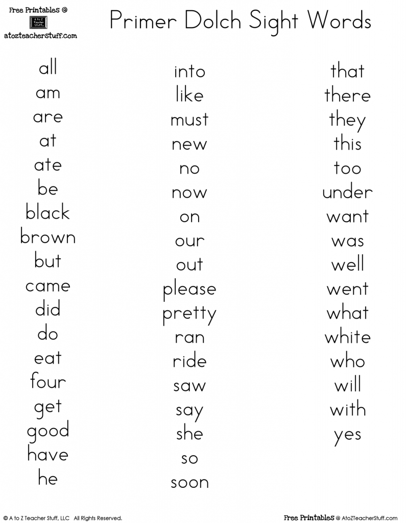 Sight Words Practice Word Search You Two We All Am Yes A To 