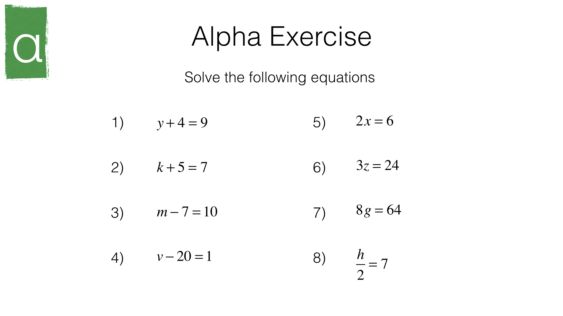 algebra equation worksheets