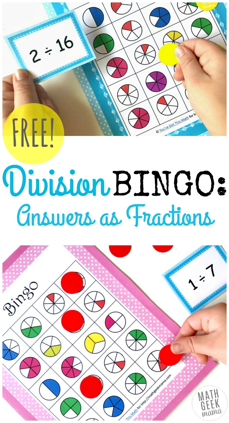 free printable fraction bingo game