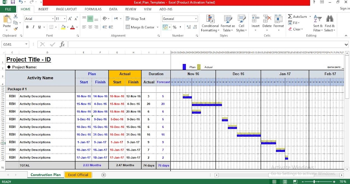 Simple Project Management Plan Template Excel