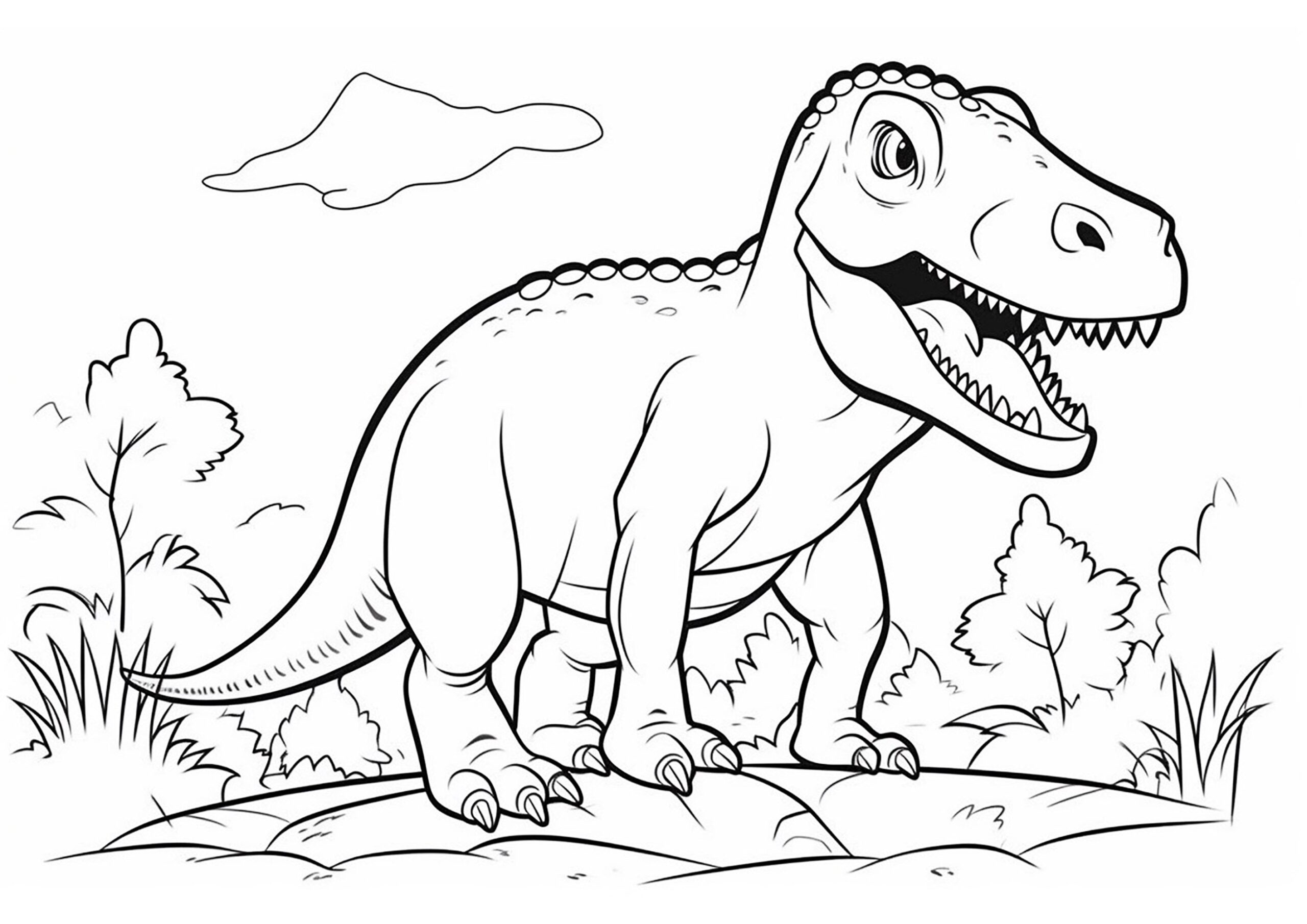 Simple Tyrannosaurus Rex Dinosaurs Kids Coloring Pages