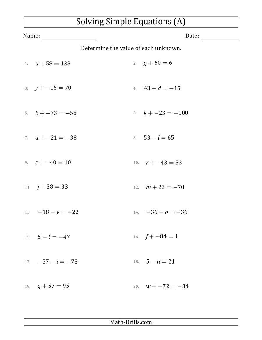 system of equations worksheets