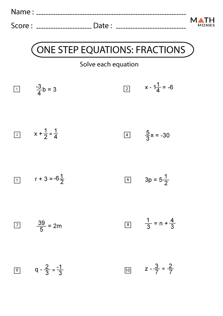 Single Variable Equations Worksheets Equations Worksheets