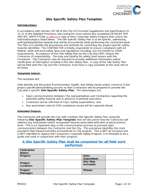 Site Specific Safety Plan Template Word Doc Doc Template PdfFiller