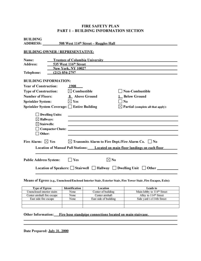 Site Specific Safety Plan Template Word Doc