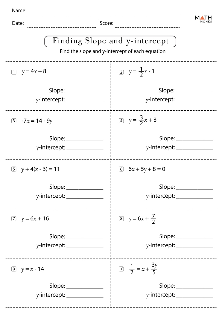 Slope Intercept Form Worksheets With Answer Key Worksheets Library