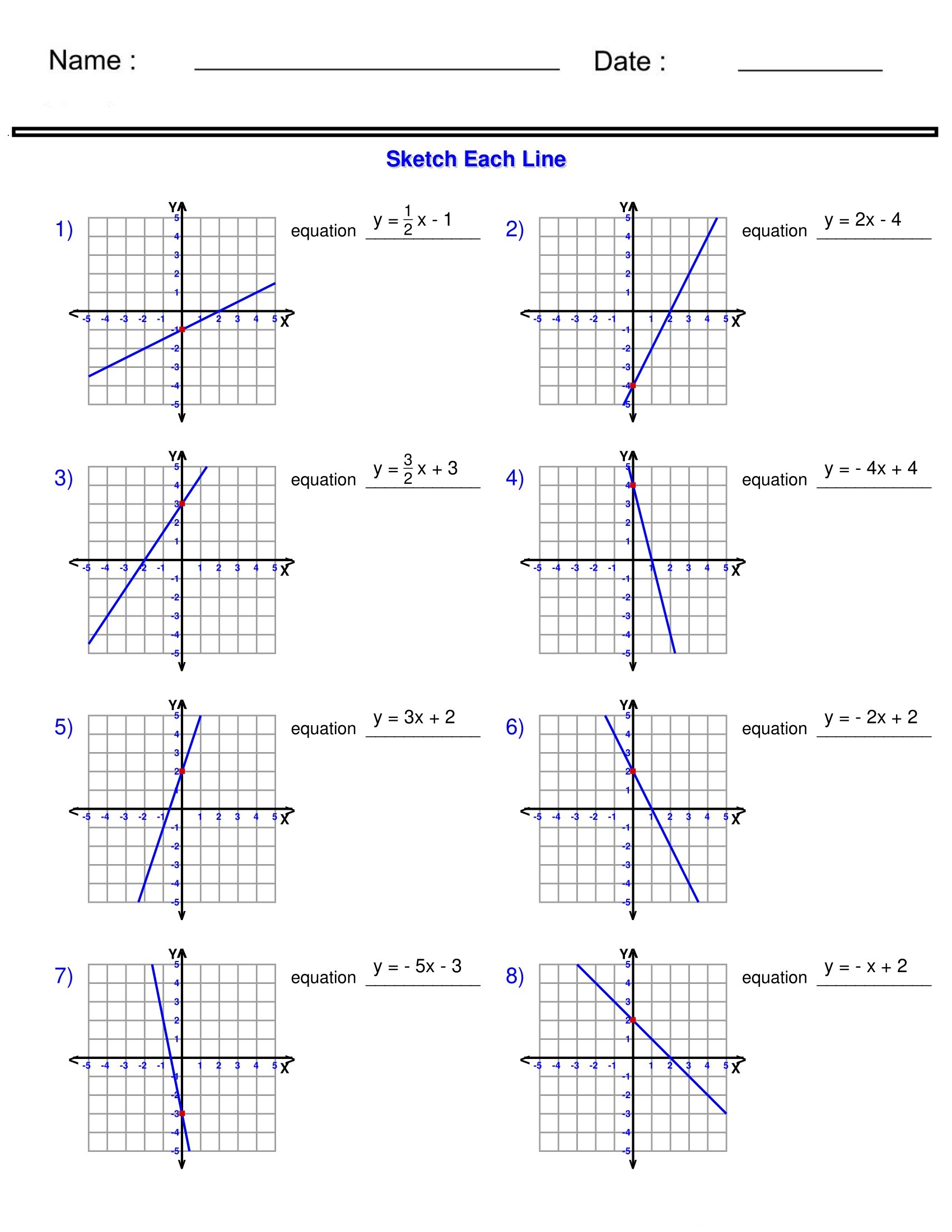Slope Intercept Form Worksheets With Answer Key Worksheets Library
