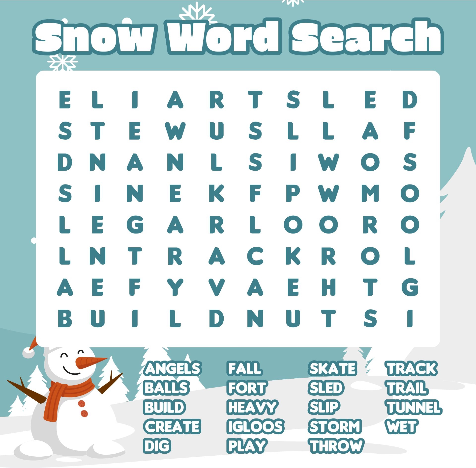 free printable snow pictures