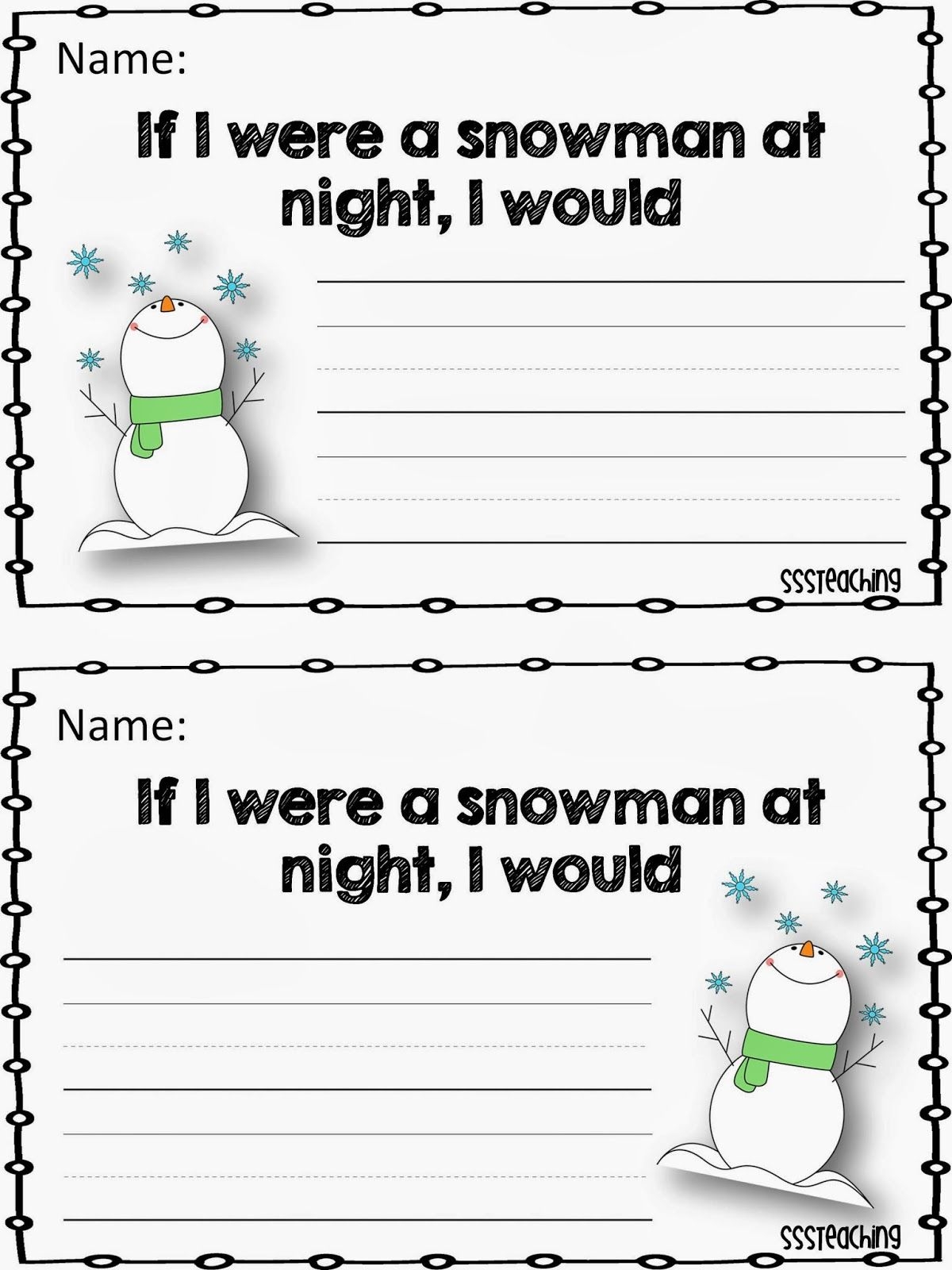 Snowmen At Night Free Printables