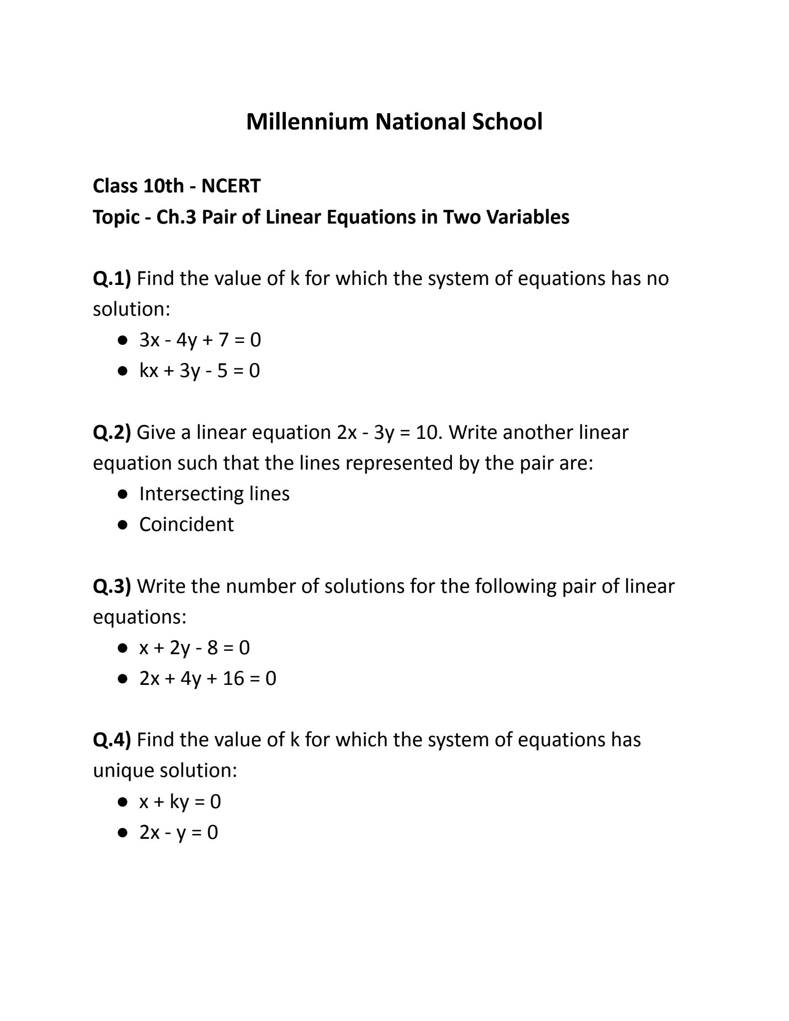 two variable linear equations worksheet