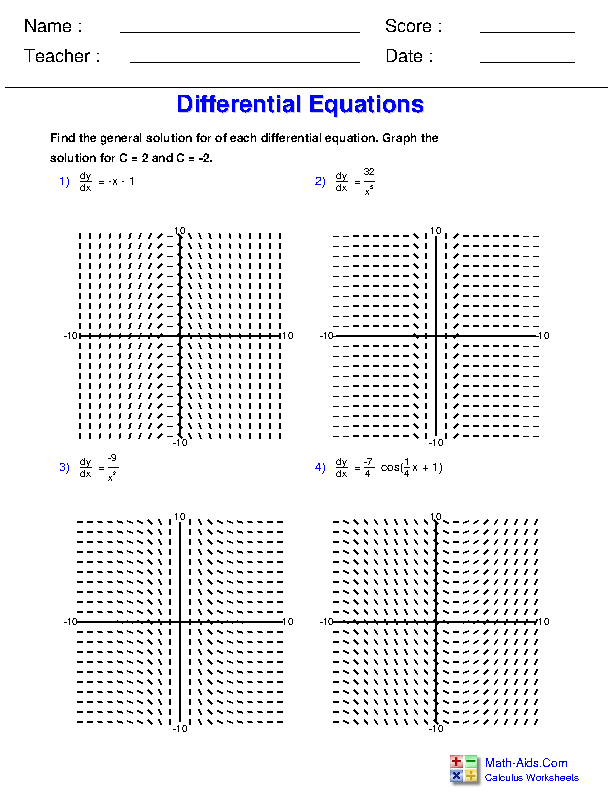 SOLUTION Differential Equations Worksheet 3 Solutions Studypool 