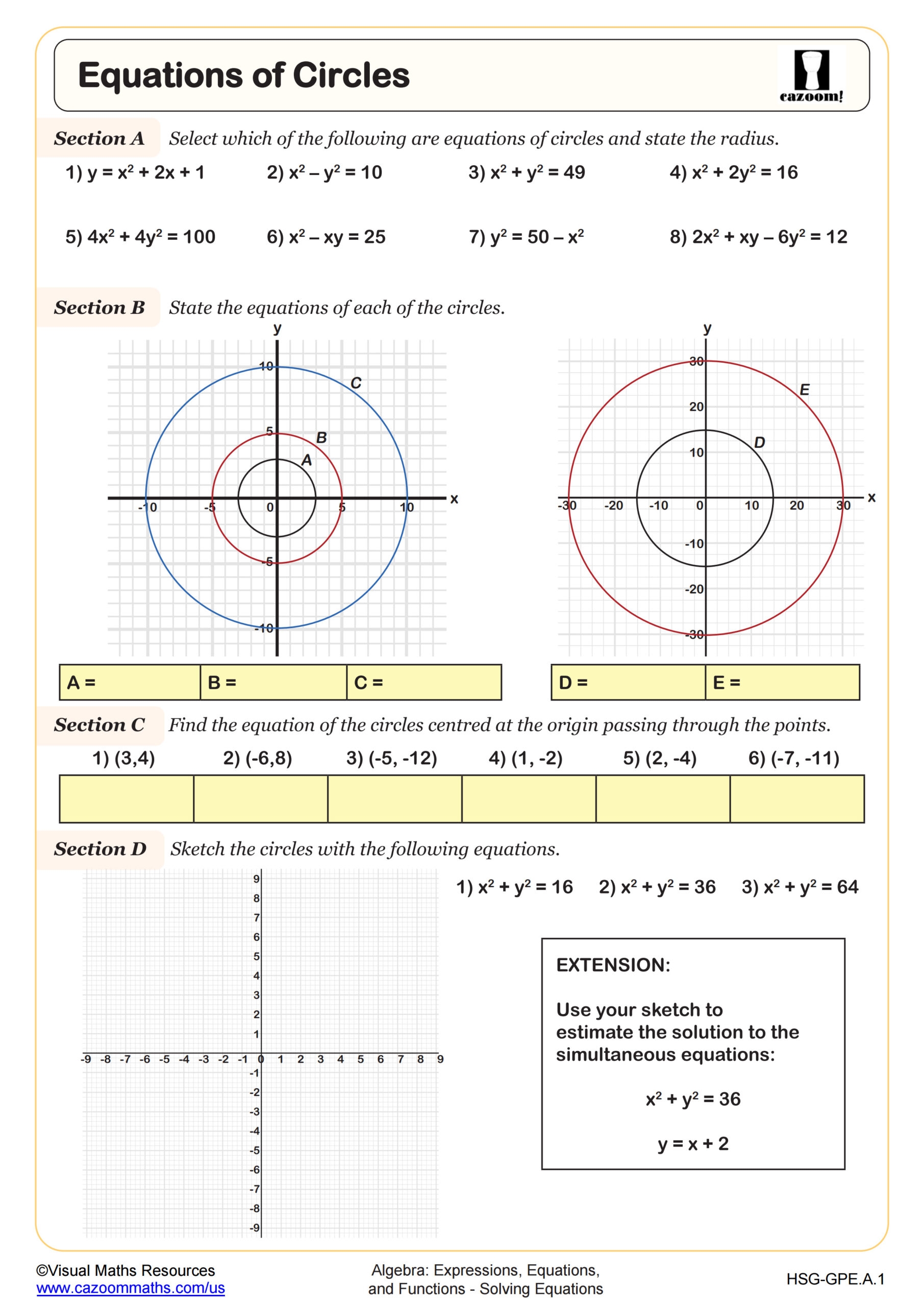 SOLUTION Geometry Writing Equations Of Circles Page 1 Of 2 