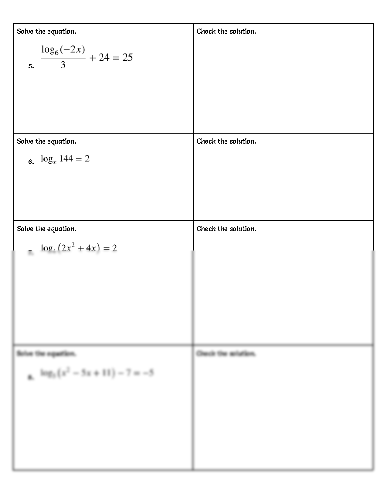 SOLUTION Solving Logarithmic Equations Practice Worksheet Studypool 