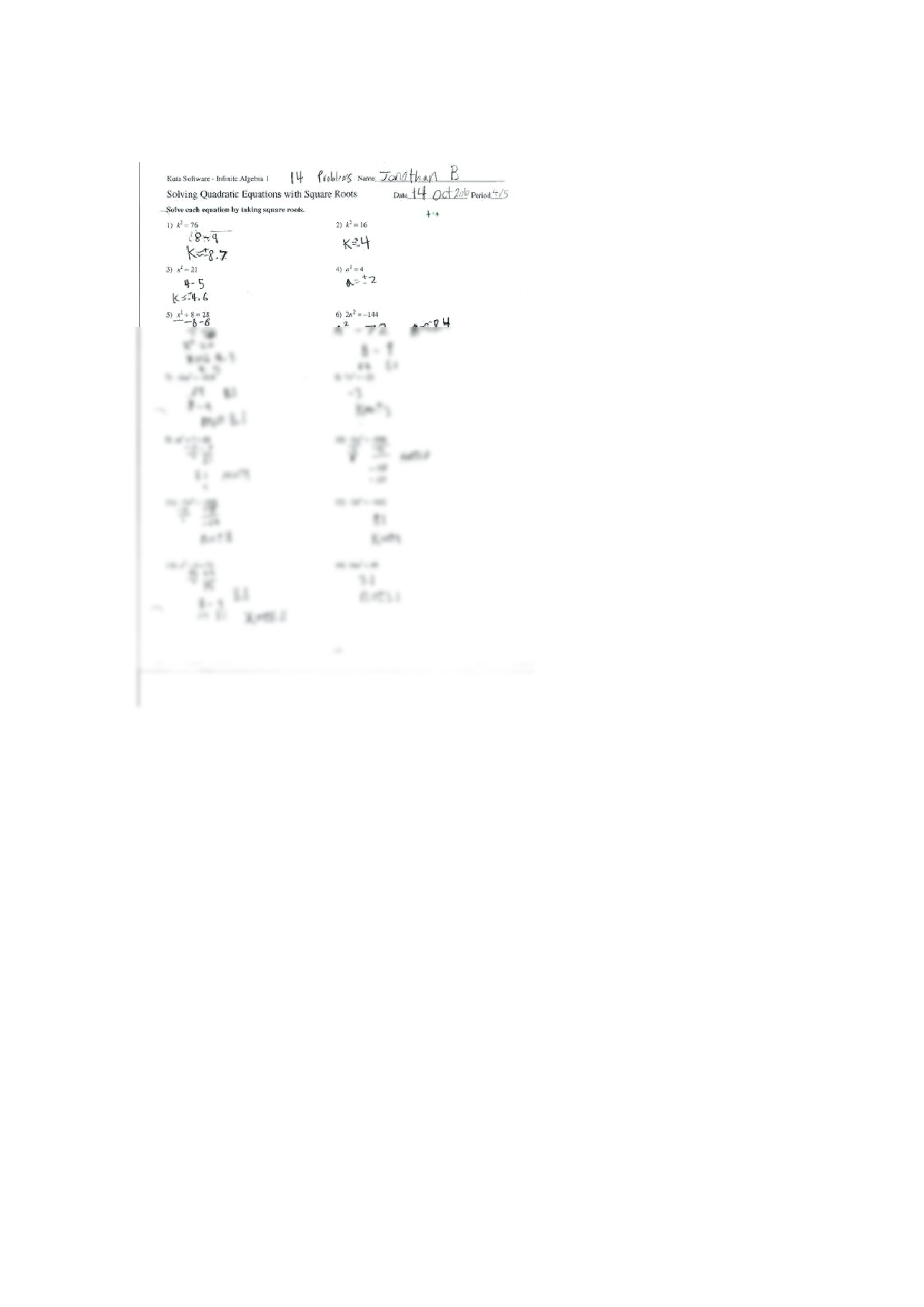 SOLUTION Solving Quadratic Equations Factoring Worksheet Answers