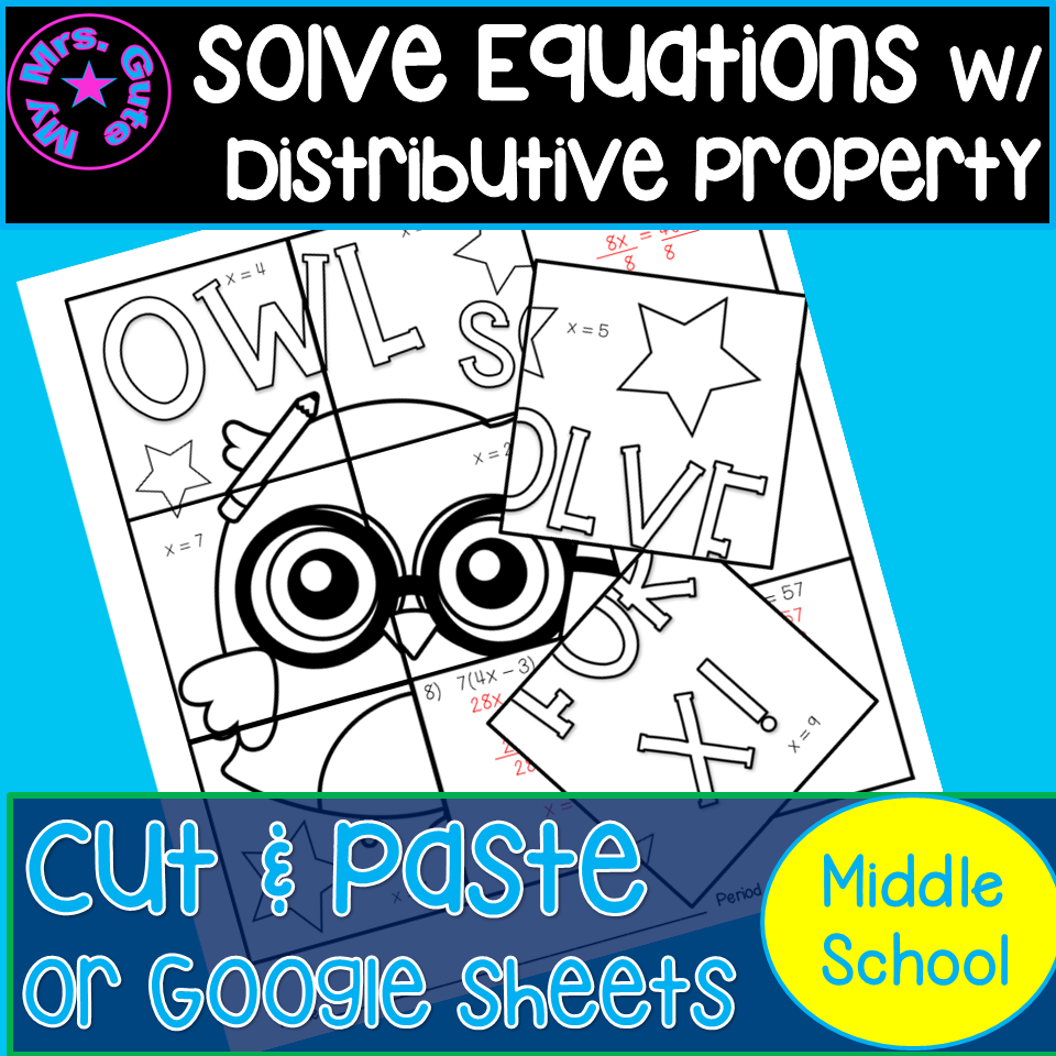 using the distributive property to solve equations worksheets