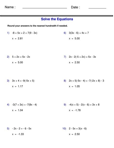 Solve Equations With Variables On Both Sides Worksheet Worksheets Library