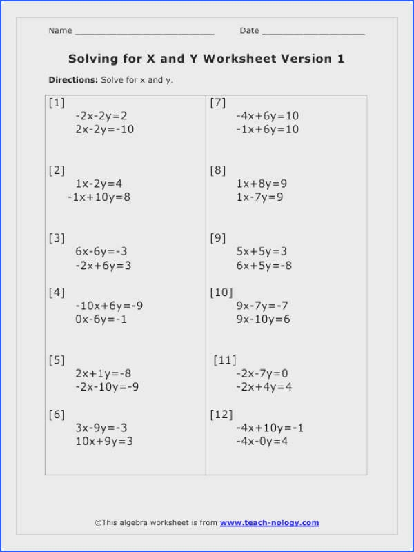 solve for x equations worksheets