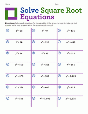 Solve Square Root Equations Worksheet Education Worksheets 