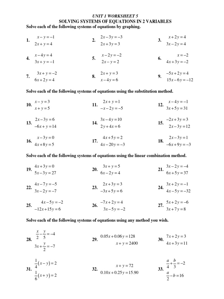 Solve Systems With Three Variables Worksheet Worksheets Library