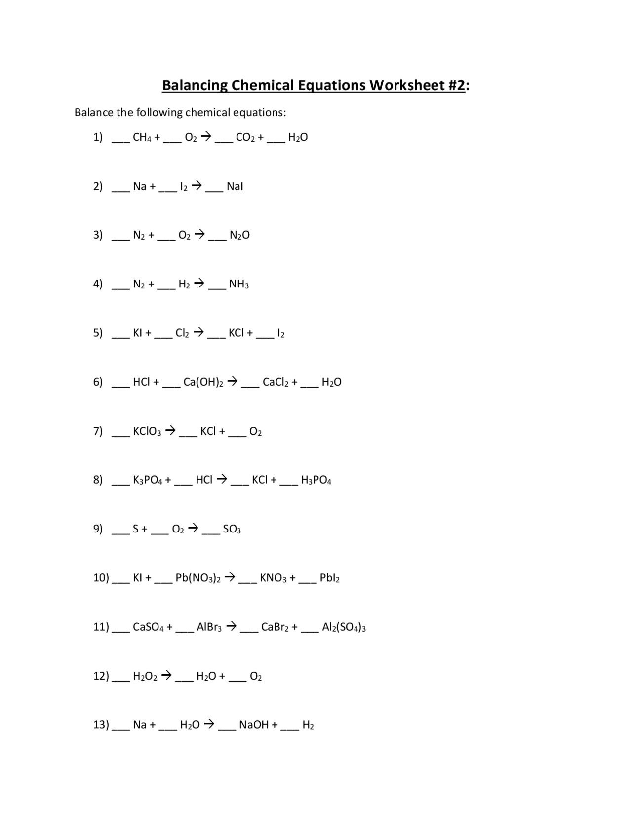 Solved Balancing Equations Worksheet 1 2 3 4 5 1 Na3PO4 