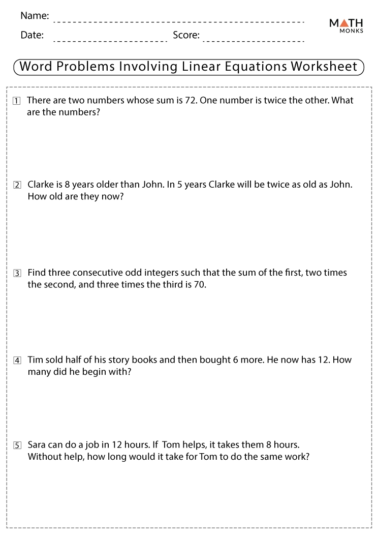 Solving A Word Problem Using A System Of Linear Equations In Ax 