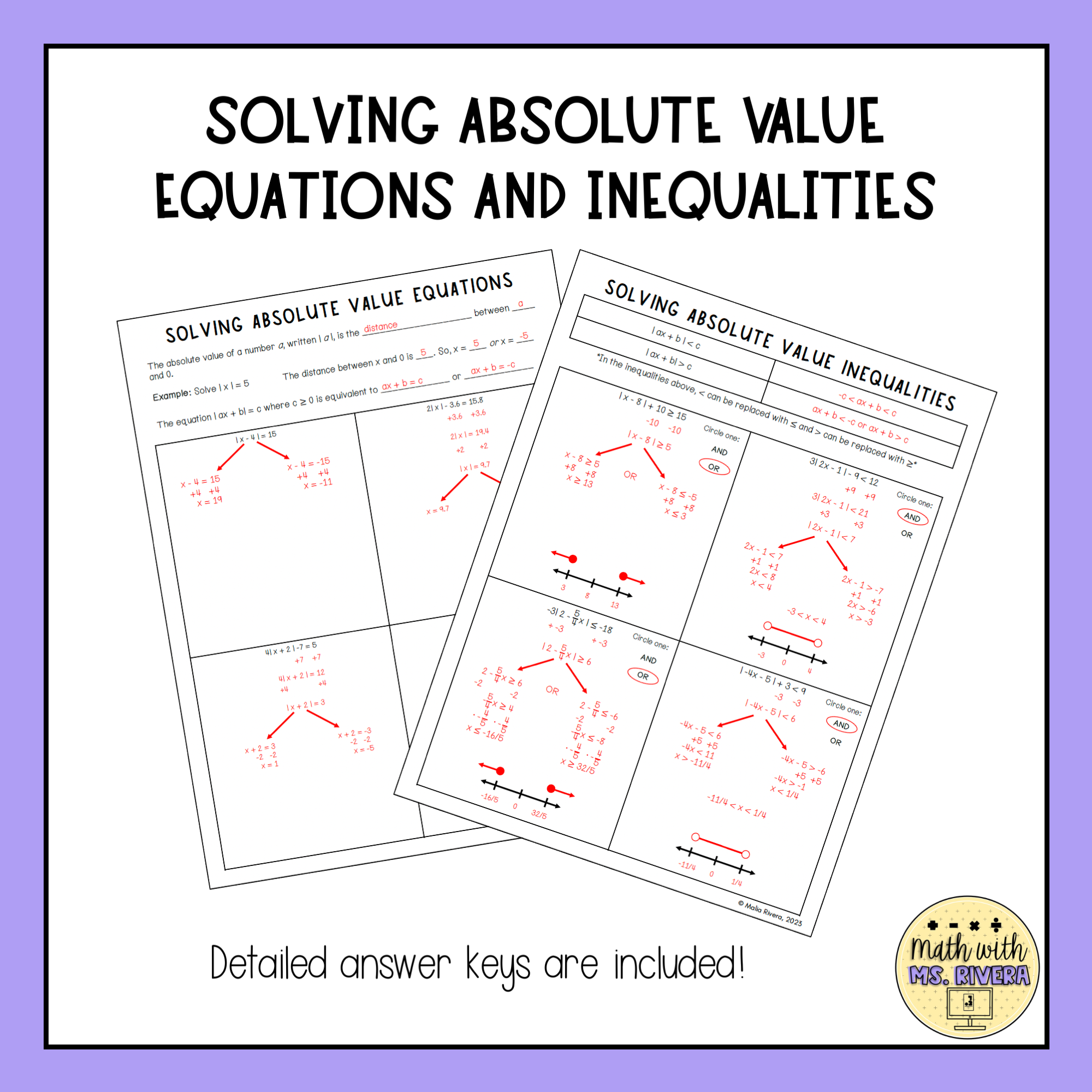 Solving Absolute Value Equations Inequalities Guided Notes For